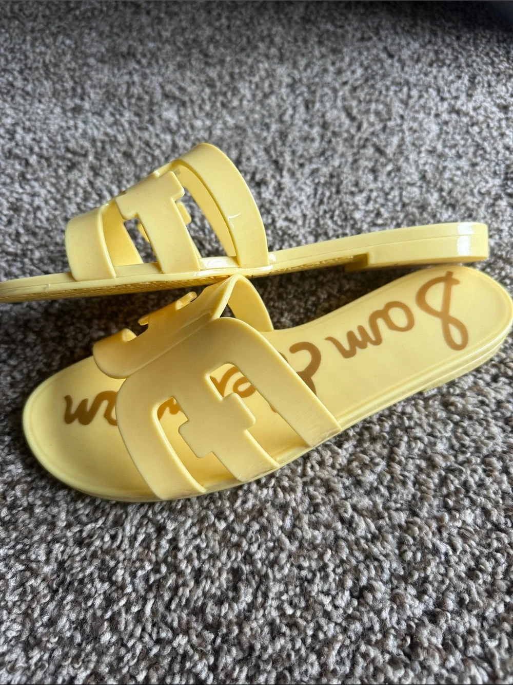 Sam Edelman Bay Jelly Sandals Slides Yellow Citron Size 9